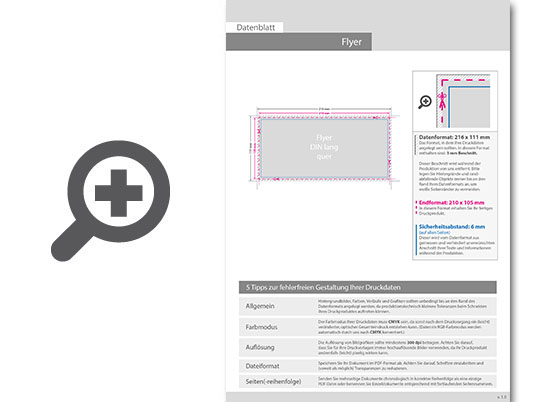Product Bild multiloft-flyer_din_lang_quer_(21_0_cm_x_10_5_cm)_einseitig_folienkaschiert_matt_mit_einseitig_partieller_uv-lackierung__4_0_farbig_(einseitiger_druck)